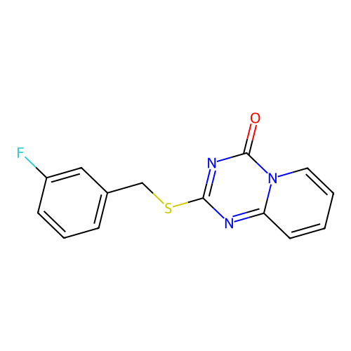 2-[(3-Fluorophenyl)methylsulfanyl]pyrido[1,2-a][1,3,5]triazin-4-one structure