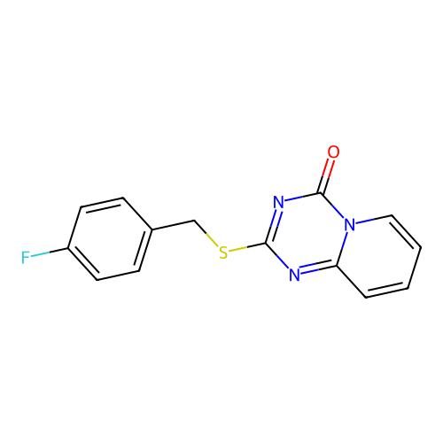 2-[(4-Fluorophenyl)methylsulfanyl]pyrido[1,2-a][1,3,5]triazin-4-one structure