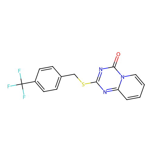 2-[[4-(Trifluoromethyl)phenyl]methylsulfanyl]pyrido[1,2-a][1,3,5]triazin-4-one structure