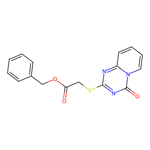 benzyl 2-((4-oxo-4H-pyrido[1,2-a][1,3,5]triazin-2-yl)thio)acetate structure