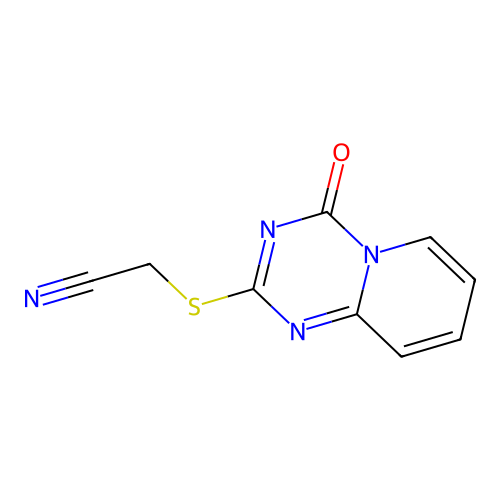2-((4-oxo-4H-pyrido[1,2-a][1,3,5]triazin-2-yl)thio)acetonitrile structure