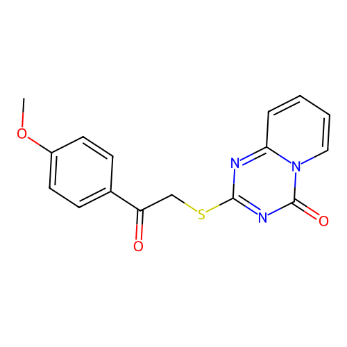 2-((2-(4-methoxyphenyl)-2-oxoethyl)thio)-4H-pyrido[1,2-a][1,3,5]triazin-4-one structure