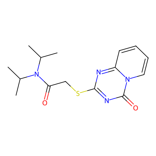 2-(4-oxopyrido[1,2-a][1,3,5]triazin-2-yl)sulfanyl-N,N-di(propan-2-yl)acetamide structure