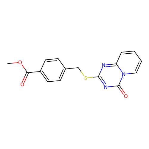 Methyl 4-[(4-oxopyrido[1,2-a][1,3,5]triazin-2-yl)sulfanylmethyl]benzoate structure