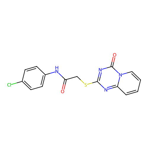N-(4-chlorophenyl)-2-(4-oxopyrido[1,2-a][1,3,5]triazin-2-yl)sulfanylacetamide structure