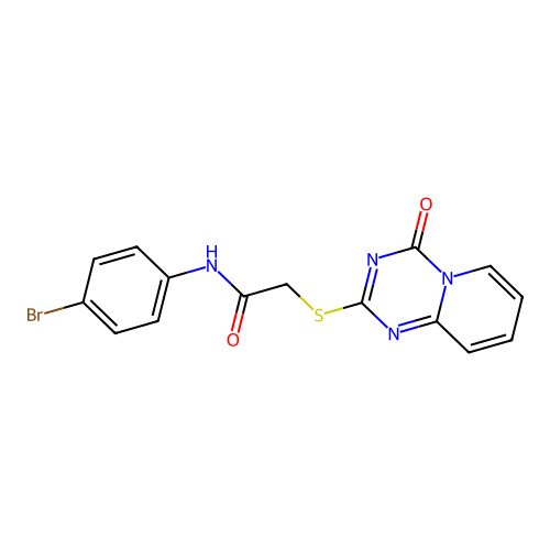 N-(4-bromophenyl)-2-(4-oxopyrido[1,2-a][1,3,5]triazin-2-yl)sulfanylacetamide structure