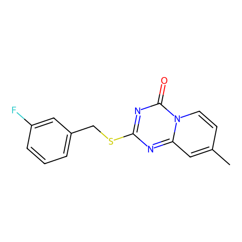 2-[(3-Fluorophenyl)methylsulfanyl]-8-methylpyrido[1,2-a][1,3,5]triazin-4-one structure