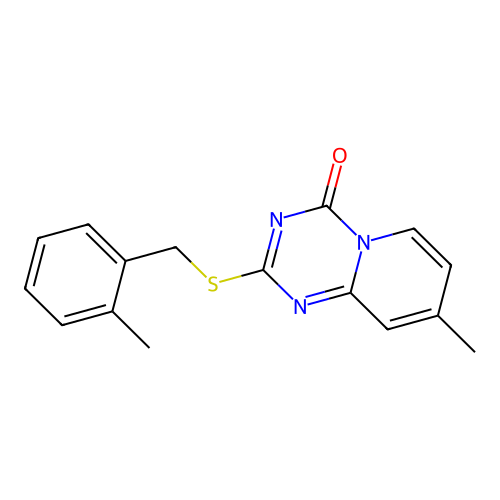 8-Methyl-2-[(2-methylphenyl)methylsulfanyl]pyrido[1,2-a][1,3,5]triazin-4-one structure