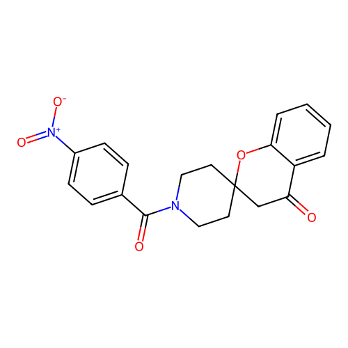 1'-(4-nitrobenzoyl)spiro[3H-chromene-2,4'-piperidine]-4-one structure