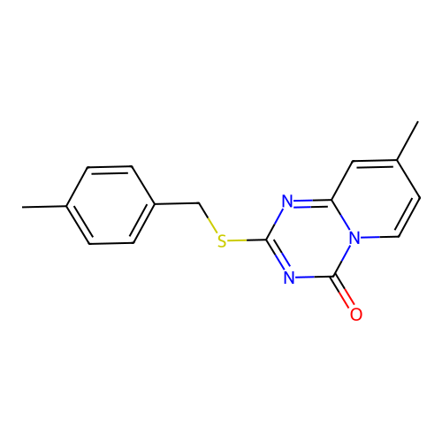 8-Methyl-2-[(4-methylphenyl)methylsulfanyl]pyrido[1,2-a][1,3,5]triazin-4-one structure
