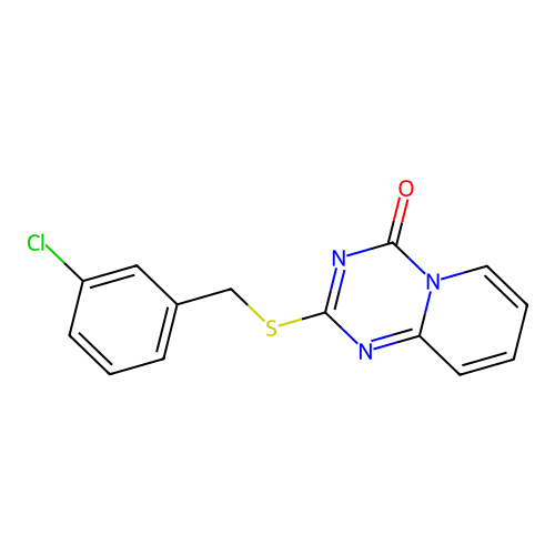 2-[(3-Chlorophenyl)methylsulfanyl]pyrido[1,2-a][1,3,5]triazin-4-one structure