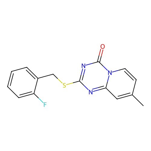 2-[(2-Fluorophenyl)methylsulfanyl]-8-methylpyrido[1,2-a][1,3,5]triazin-4-one structure