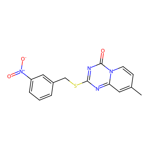 8-Methyl-2-[(3-nitrophenyl)methylsulfanyl]pyrido[1,2-a][1,3,5]triazin-4-one structure