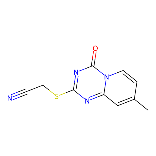 2-((8-methyl-4-oxo-4H-pyrido[1,2-a][1,3,5]triazin-2-yl)thio)acetonitrile structure