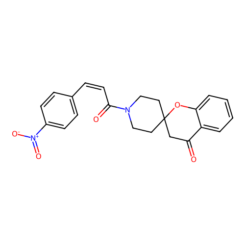 1'-[(Z)-3-(4-nitrophenyl)prop-2-enoyl]spiro[3H-chromene-2,4'-piperidine]-4-one structure