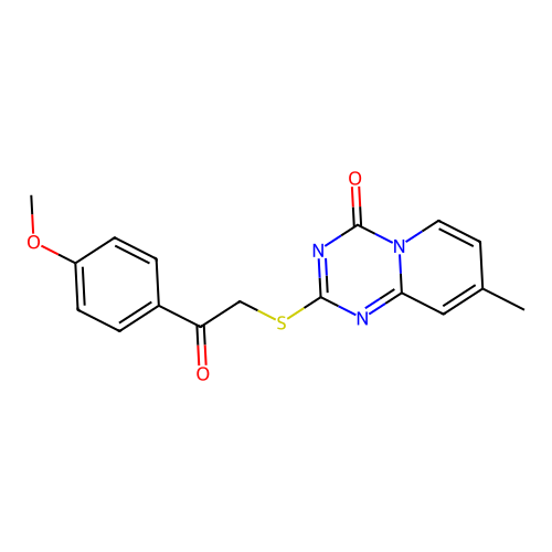 2-{[2-(4-methoxyphenyl)-2-oxoethyl]sulfanyl}-8-methyl-4H-pyrido[1,2-a][1,3,5]triazin-4-one structure
