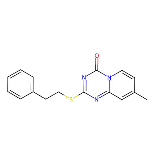 8-methyl-2-(phenethylthio)-4H-pyrido[1,2-a][1,3,5]triazin-4-one structure