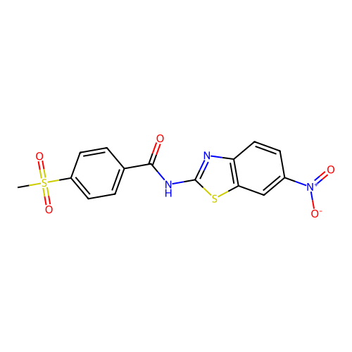 4-(methylsulfonyl)-N-(6-nitrobenzo[d]thiazol-2-yl)benzamide structure