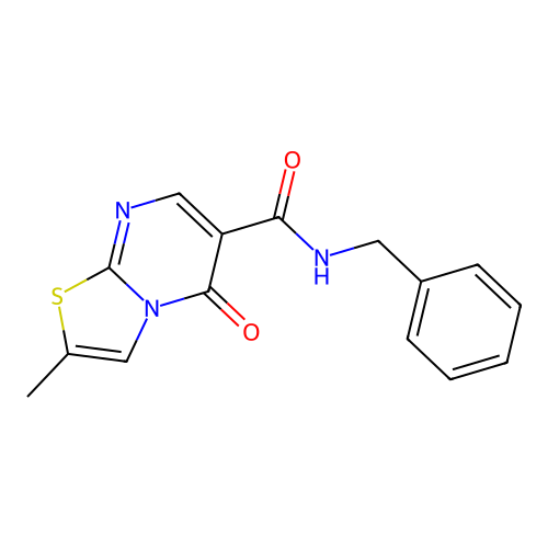 N-benzyl-2-methyl-5-oxo-5H-thiazolo[3,2-a]pyrimidine-6-carboxamide structure