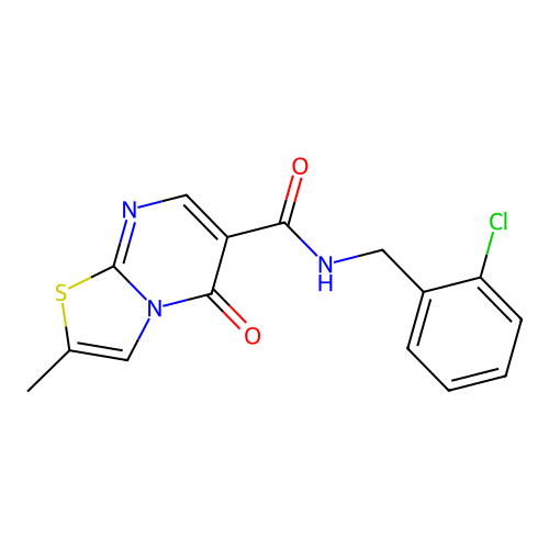 N-(2-chlorobenzyl)-2-methyl-5-oxo-5H-thiazolo[3,2-a]pyrimidine-6-carboxamide structure