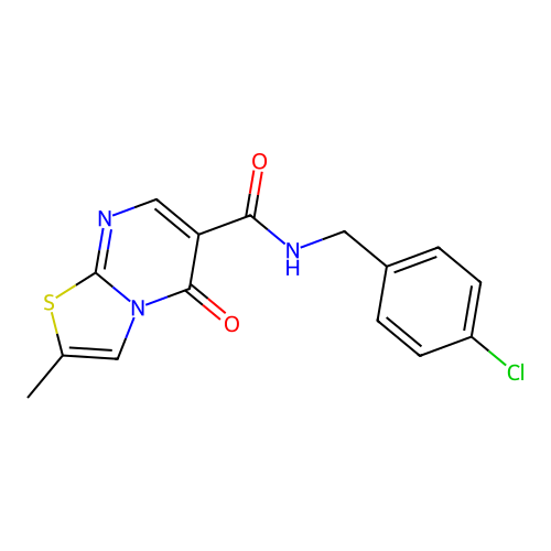N-(4-chlorobenzyl)-2-methyl-5-oxo-5H-thiazolo[3,2-a]pyrimidine-6-carboxamide structure