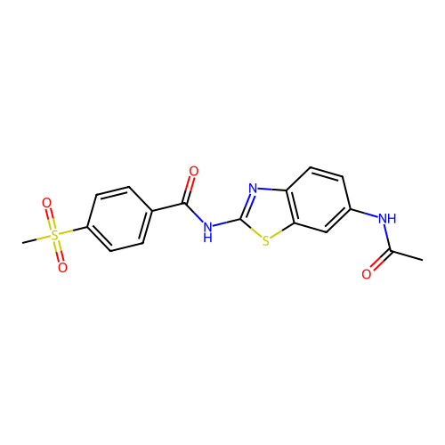 N-(6-acetamidobenzo[d]thiazol-2-yl)-4-(methylsulfonyl)benzamide structure