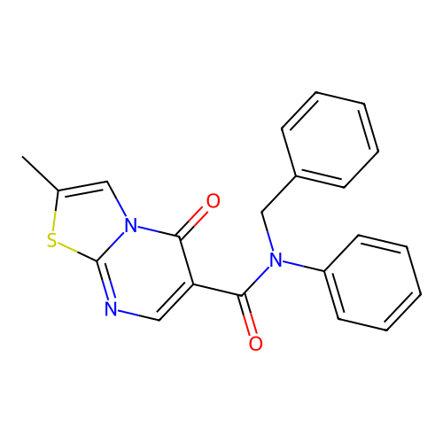 N-benzyl-2-methyl-5-oxo-N-phenyl-5H-thiazolo[3,2-a]pyrimidine-6-carboxamide structure