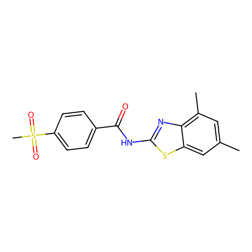 N-(4,6-dimethylbenzo[d]thiazol-2-yl)-4-(methylsulfonyl)benzamide structure