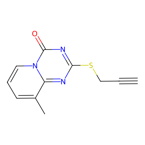 9-methyl-2-(prop-2-yn-1-ylthio)-4H-pyrido[1,2-a][1,3,5]triazin-4-one structure