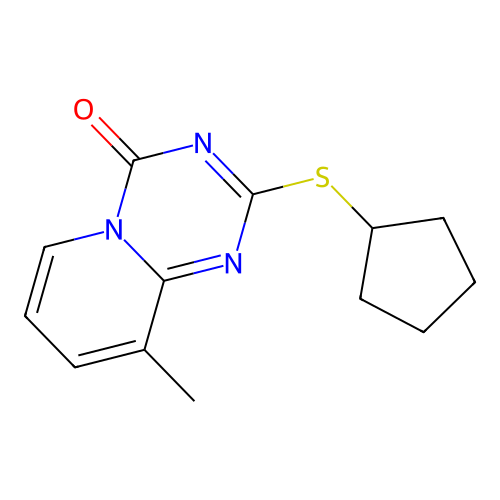 2-(cyclopentylthio)-9-methyl-4H-pyrido[1,2-a][1,3,5]triazin-4-one structure