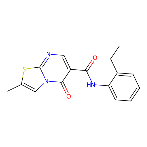 N-(2-ethylphenyl)-2-methyl-5-oxo-5H-thiazolo[3,2-a]pyrimidine-6-carboxamide structure