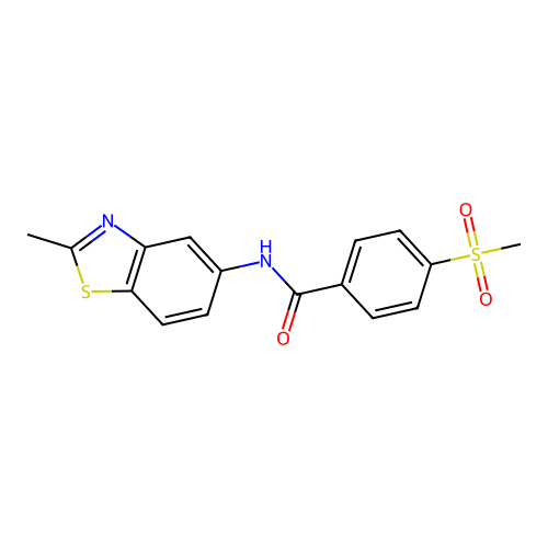 N-(2-methyl-1,3-benzothiazol-5-yl)-4-methylsulfonylbenzamide structure