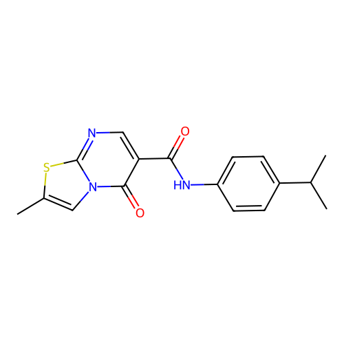 N-(4-isopropylphenyl)-2-methyl-5-oxo-5H-thiazolo[3,2-a]pyrimidine-6-carboxamide structure