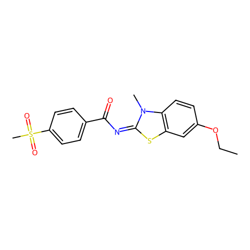 N-(6-ethoxy-3-methyl-1,3-benzothiazol-2-ylidene)-4-methylsulfonylbenzamide structure