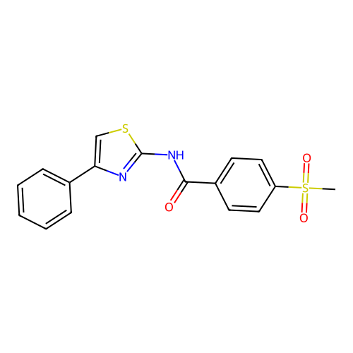 4-methanesulfonyl-N-(4-phenyl-1,3-thiazol-2-yl)benzamide structure