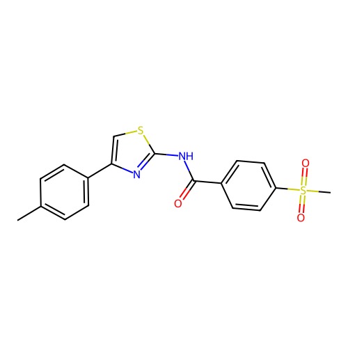 4-(methylsulfonyl)-N-(4-(p-tolyl)thiazol-2-yl)benzamide structure