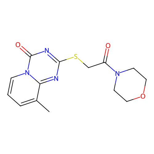 9-methyl-2-((2-morpholino-2-oxoethyl)thio)-4H-pyrido[1,2-a][1,3,5]triazin-4-one structure