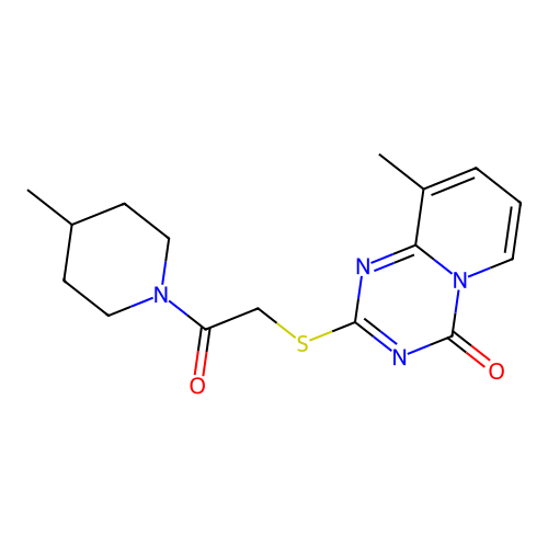 9-methyl-2-{[2-(4-methylpiperidin-1-yl)-2-oxoethyl]sulfanyl}-4H-pyrido[1,2-a][1,3,5]triazin-4-one structure