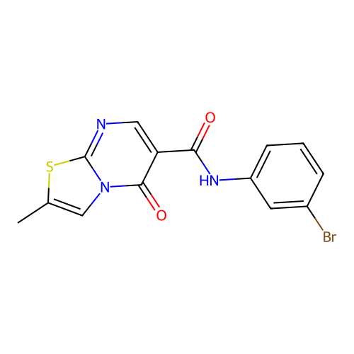 N-(3-bromophenyl)-2-methyl-5-oxo-5H-thiazolo[3,2-a]pyrimidine-6-carboxamide structure