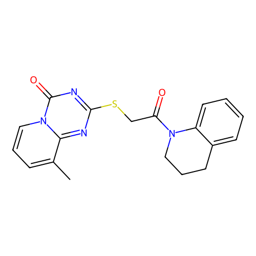 9-methyl-2-{[2-oxo-2-(1,2,3,4-tetrahydroquinolin-1-yl)ethyl]sulfanyl}-4H-pyrido[1,2-a][1,3,5]triazin-4-one structure