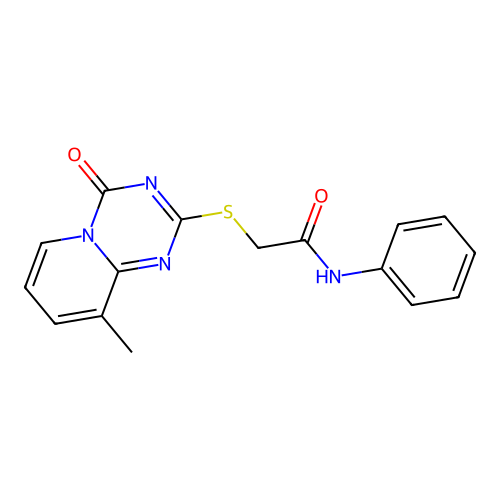 2-(9-methyl-4-oxopyrido[1,2-a][1,3,5]triazin-2-yl)sulfanyl-N-phenylacetamide structure