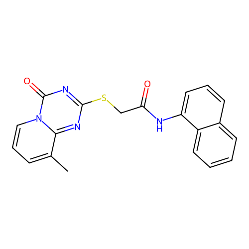 2-((9-methyl-4-oxo-4H-pyrido[1,2-a][1,3,5]triazin-2-yl)thio)-N-(naphthalen-1-yl)acetamide structure