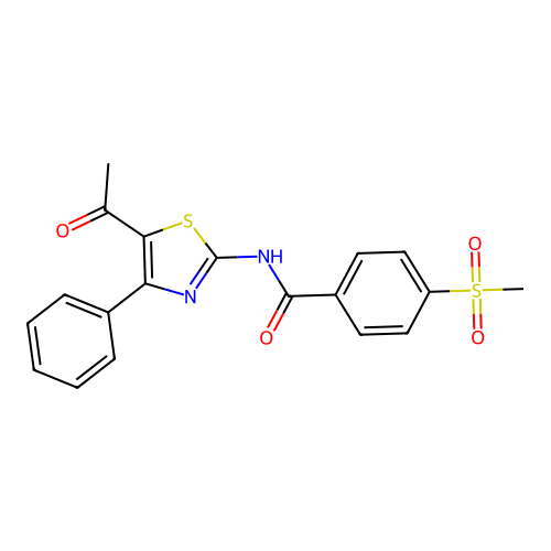N-(5-acetyl-4-phenylthiazol-2-yl)-4-(methylsulfonyl)benzamide structure
