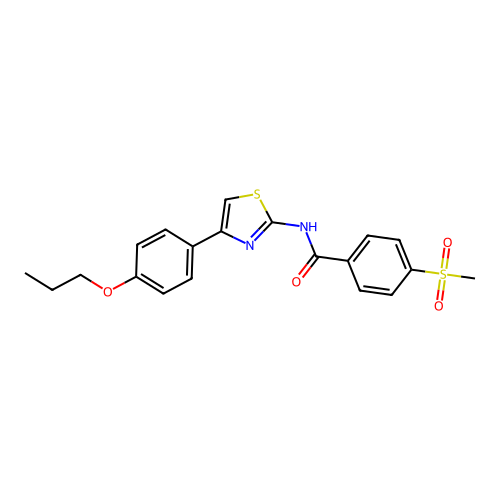 4-(methylsulfonyl)-N-(4-(4-propoxyphenyl)thiazol-2-yl)benzamide structure