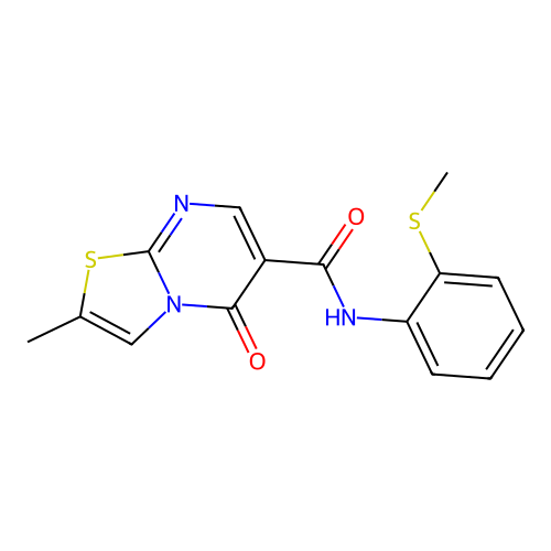 2-methyl-N-[2-(methylsulfanyl)phenyl]-5-oxo-5H-[1,3]thiazolo[3,2-a]pyrimidine-6-carboxamide structure
