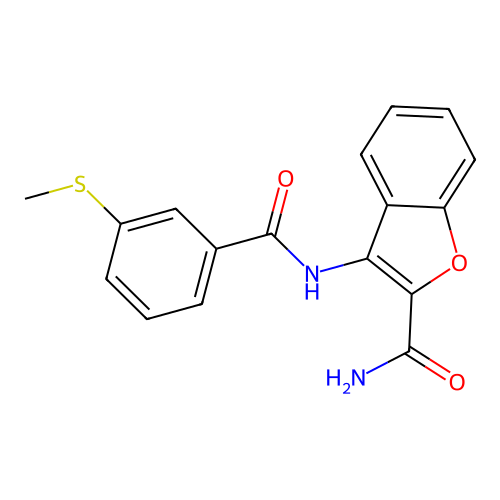 3-(3-(Methylthio)benzamido)benzofuran-2-carboxamide structure