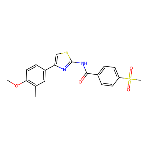 N-(4-(4-methoxy-3-methylphenyl)thiazol-2-yl)-4-(methylsulfonyl)benzamide structure