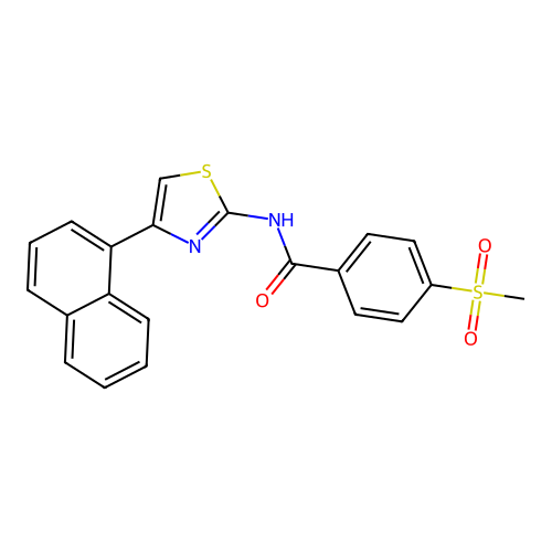 4-(methylsulfonyl)-N-(4-(naphthalen-1-yl)thiazol-2-yl)benzamide structure