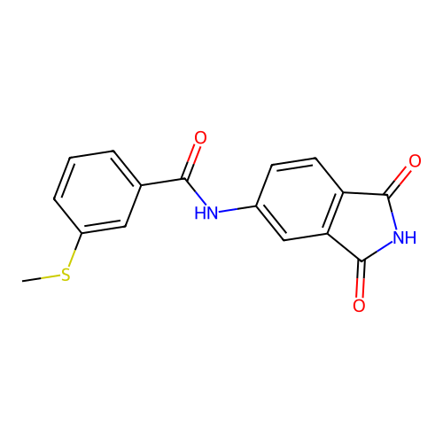 N-(1,3-dioxoisoindol-5-yl)-3-methylsulfanylbenzamide structure