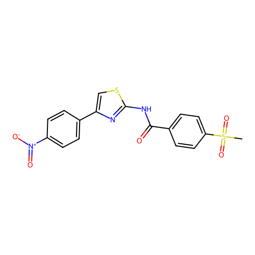 4-(methylsulfonyl)-N-(4-(4-nitrophenyl)thiazol-2-yl)benzamide structure